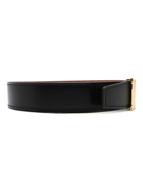 Hermes Belt Buckle Leather 95 Black Gold main image 5